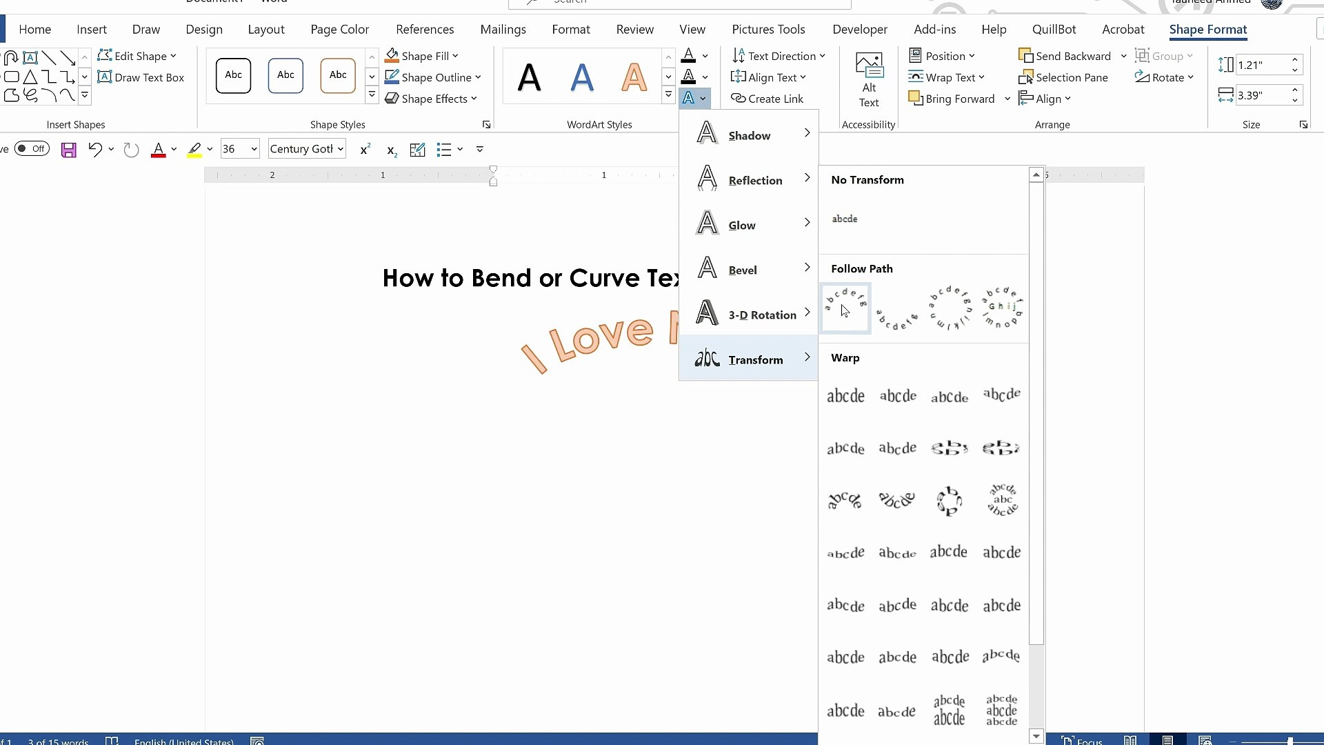How Do I Curve Text In Word Without Word Art