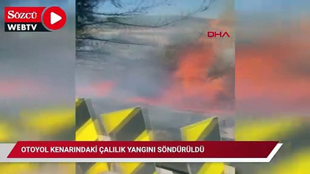 Otoyol kenarındaki çalılık yangını söndürüldü