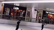 Man was running from the cops and jumped off the 2nd or 3rd level in The Galleria Mall onto the ice rink. Broke both of his legs.