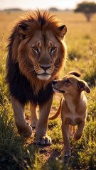 A Lion and a Dog Unlikely Friends