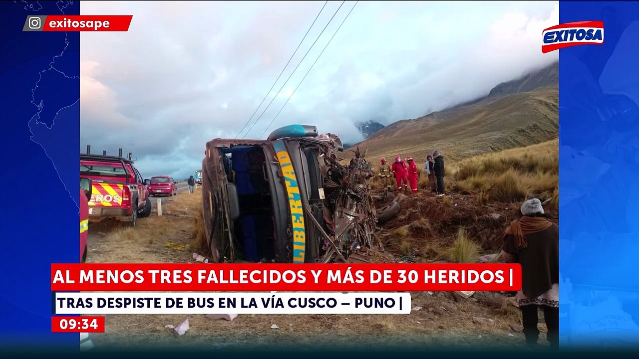 Tres fallecidos y más de 30 heridos tras despiste de un bus en la vía Cusco - Puno