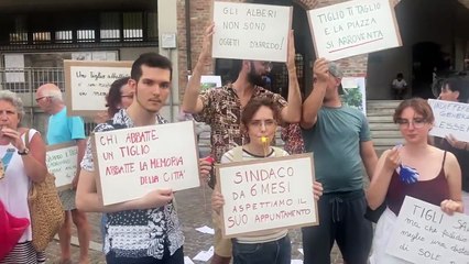 La protesta a Melegnano per salvare i tigli a rischio taglio