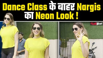 Nargis Fakhri का Dance Class के बाहर दिखा ग्लैमरस लुक, Neon अवतार ने खींचा सबका ध्यान!
