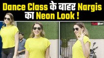 Nargis Fakhri का Dance Class के बाहर दिखा ग्लैमरस लुक, Neon अवतार ने खींचा सबका ध्यान!