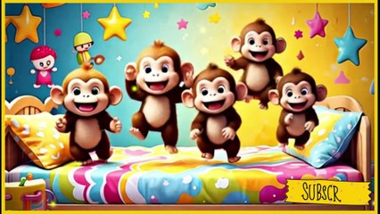 Five Little Monkeys Jumping on the bed - 3D Animation English Nursery rhyme for children
