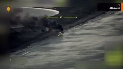 Ukrainsk drönare förstör ryskt fartyg med anfallstrupper vid Chersons kust