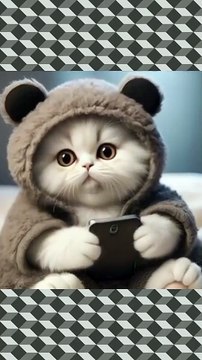 Adorable White Kitten in a Teddy Bear Costume Calls for Mom – The Cutest Thing You'll See Today!