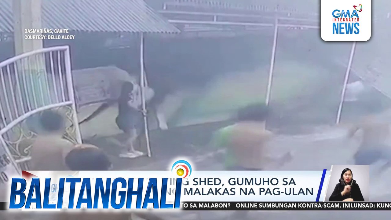 Pader ng waiting shed, gumuho sa kasagsagan ng malakas na pag-ulan | Balitanghali
