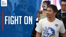 Former boxing champ Manny Pacquiao trains in Los Angeles ahead of title bout