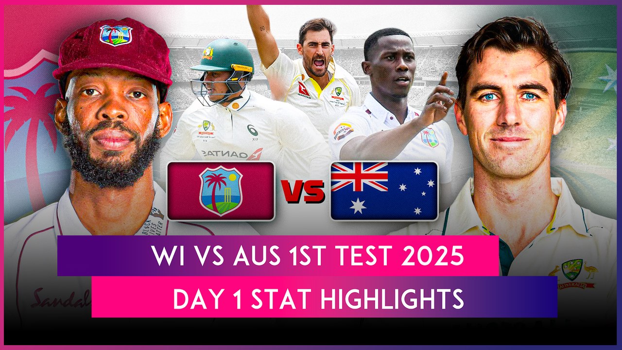 WI vs AUS 1st Test 2025 Day 1 Stat Highlights: Jayden Seales' Fifer Restricts Australia To 180