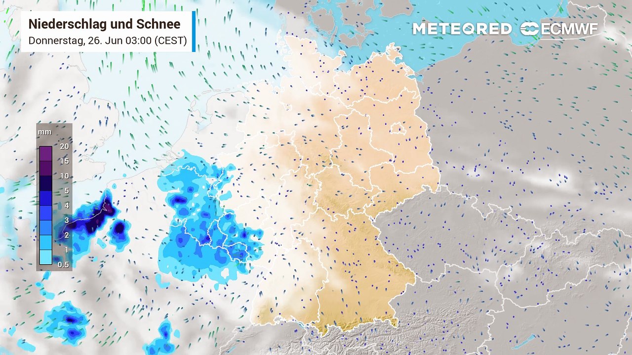 Eine heftige Gewitterfront zieht am Donnerstagnachmittag (26. Juni) über Deutschland hinweg!