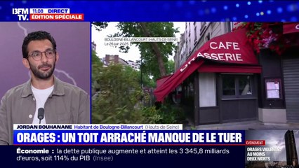 Orages: "Le toit de l'immeuble voisin s'est complètement arraché et s'est envolé", témoigne Jordan, habitant de Boulogne-Billancourt