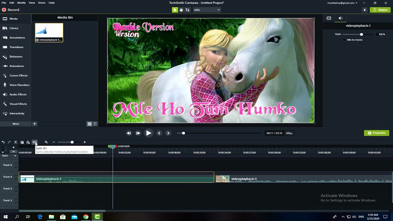 Splitting & stiching  in Camtasia studio قص ودم...