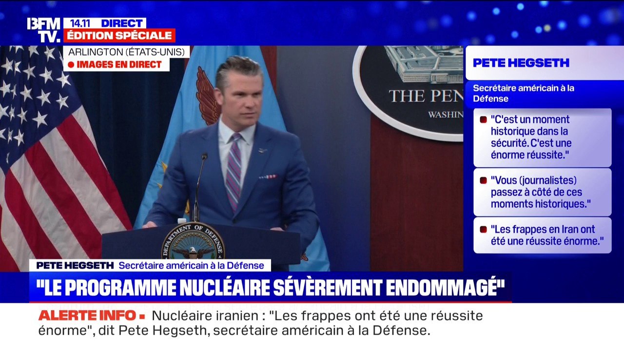 "Une réussite énorme" : le secrétaire américain à la Défense revient sur les frappes américaines en Iran et apporte "des preuves" d'un moment "historique"