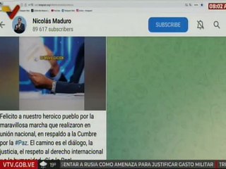 Pdte. Maduro felicita gran marcha protagonizada por el pueblo venezolano por la paz mundial