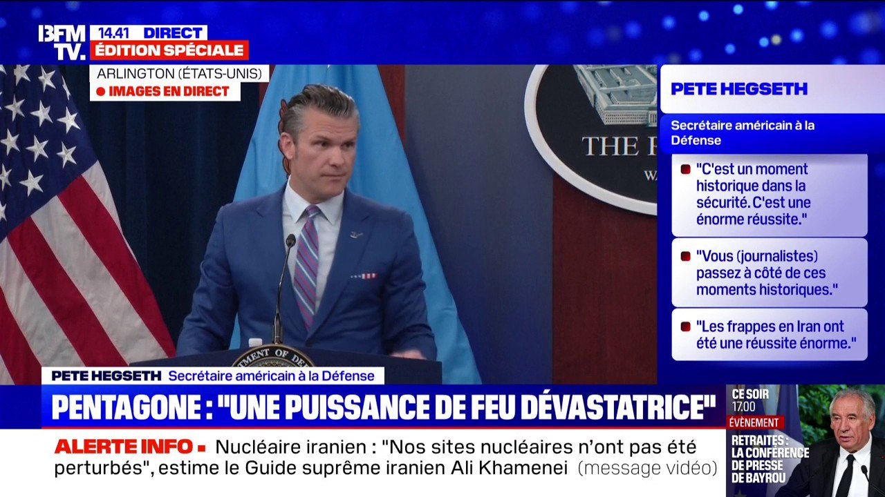 Israël-Iran: "Nous avons obtenu ce cessez-le-feu par la force", soutient Pete Hegseth, secrétaire américain à la Défense