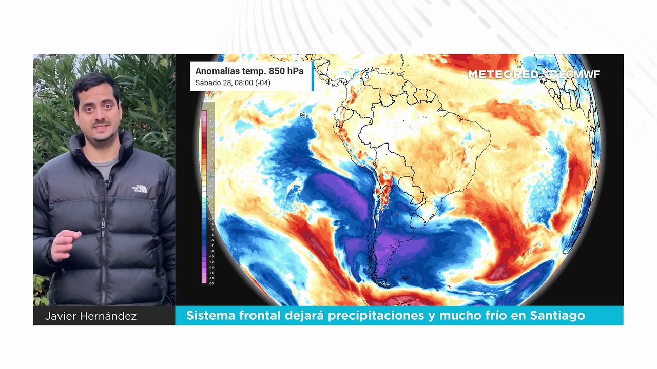 Sistema frontal dejará precipitaciones y mucho frío en Santiago