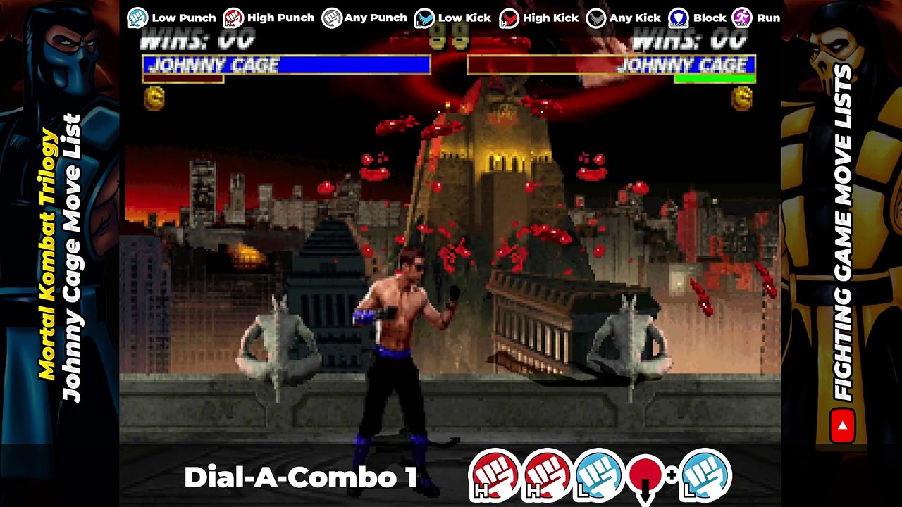 JOHNNY CAGE MOVE LIST - Mortal Kombat Trilogy (MKT)