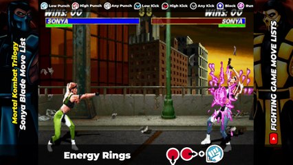 SONYA BLADE MOVE LIST - Mortal Kombat Trilogy (MKT)