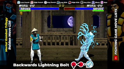 RAIDEN MOVE LIST - Mortal Kombat Trilogy (MKT)