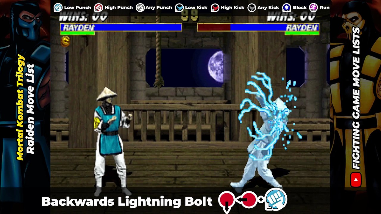 RAIDEN MOVE LIST - Mortal Kombat Trilogy (MKT)