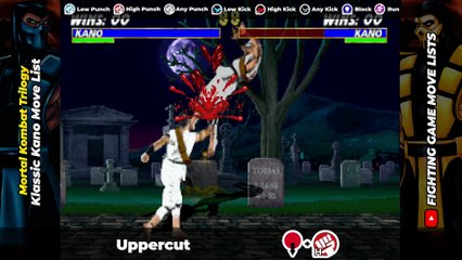 KLASSIC KANO MOVE LIST - Mortal Kombat Trilogy (MKT)