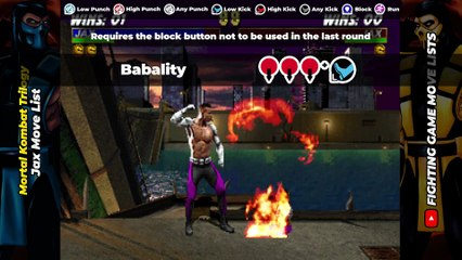 JAX MOVE LIST - Mortal Kombat Trilogy (MKT)