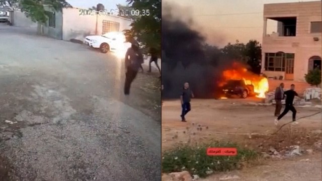 Pillan a colonos israelíes quemando coches de palestinos en Cisjordania