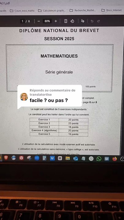 Mon avis sur le sujet tombé au Brevet de Maths le 26/06/25.#brevet #brevet2025 #brevetmaths #maths