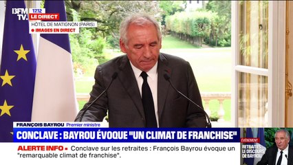 Conclave sur les retraites: "Je suis impressionné par les progrès qui ont été faits depuis quatre mois", déclare François Bayrou