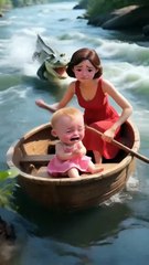 Cat save Baby from Crocodile