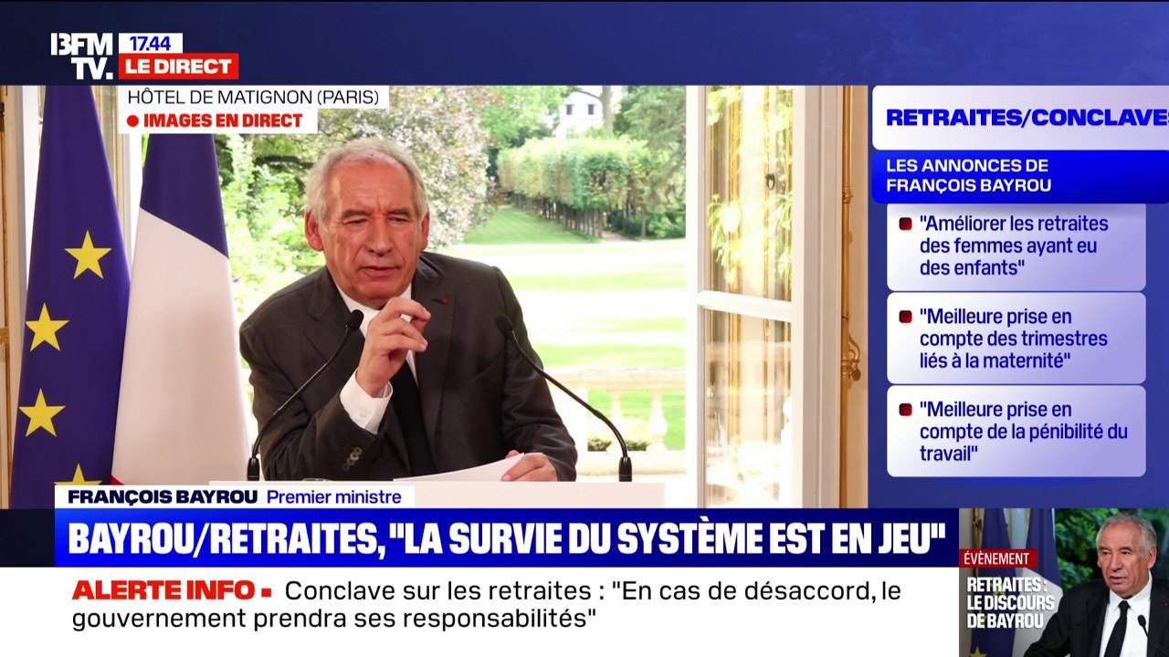 Conclave sur les retraites: "Autant que je le pourrai, je protégerai le travail", répond François Bayrou aux rumeurs de hausse des cotisations patronales