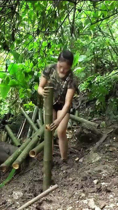 Build a shelter in the wildernes!!!🔥 #bushcraft #build #camp #camping