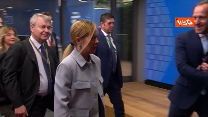 Meloni arriva al Consiglio Europeo a Bruxelles