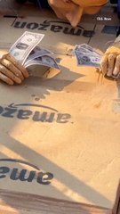 Protestors Push Jeff Bezos Dummy, Clutching an Amazon Box and Fistfuls of Cash, Into Venice Canal amid Wedding Protests