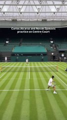 Alcaraz y Djokovic entrenan en la preciosa pista central de Wimbledon: puntazo tras puntazo