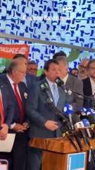 Reguffe faz discurso ao estilo candidato à Presidência da República em lançamento da federação Solidariedade-PRD