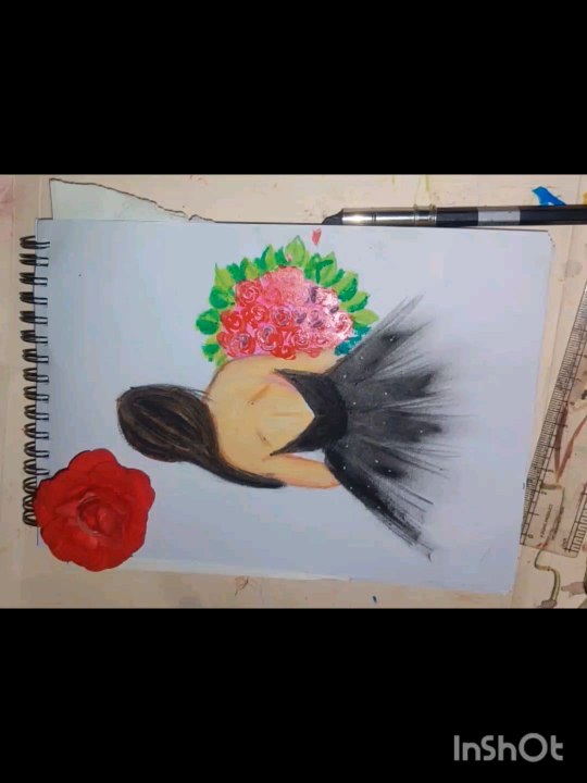 Girl drawing wear Beutifull dress, drawing, painting, easy drawing, drawing,draw,art