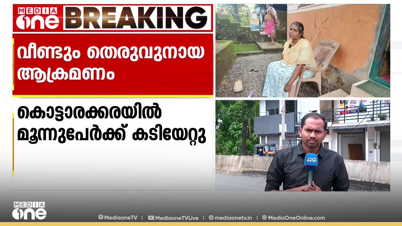 കൊല്ലം കൊട്ടാരക്കരയിൽ മുന്നൂപേർക്ക് തെരുവുനായയു...