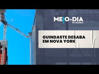 Guindaste pega fogo e desaba em Nova York