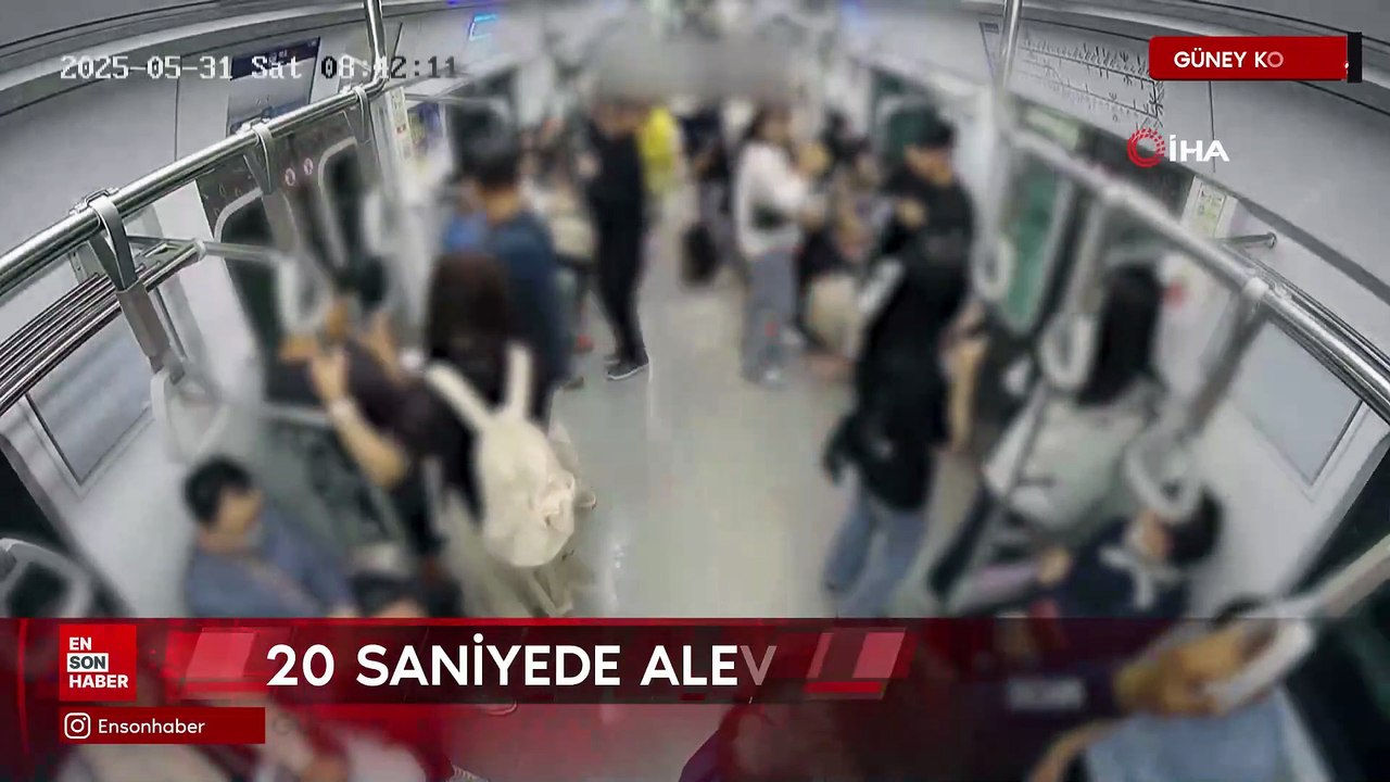 Güney Kore metrosundaki kundaklama anı