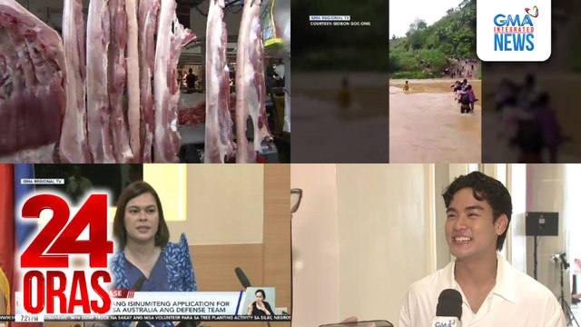 24 Oras: (Part 2) Malakas na ulan na nagdulot ng pag-apaw ng ilog sa ilang bahagi ng bansa; House Prosecution Panel, hiniling sa Senate Impeachment Court na tanggihan ang hiling ni VP Duterte na i-dismiss ang kaso; presyo ng baboy, nagmura;..., atbp.