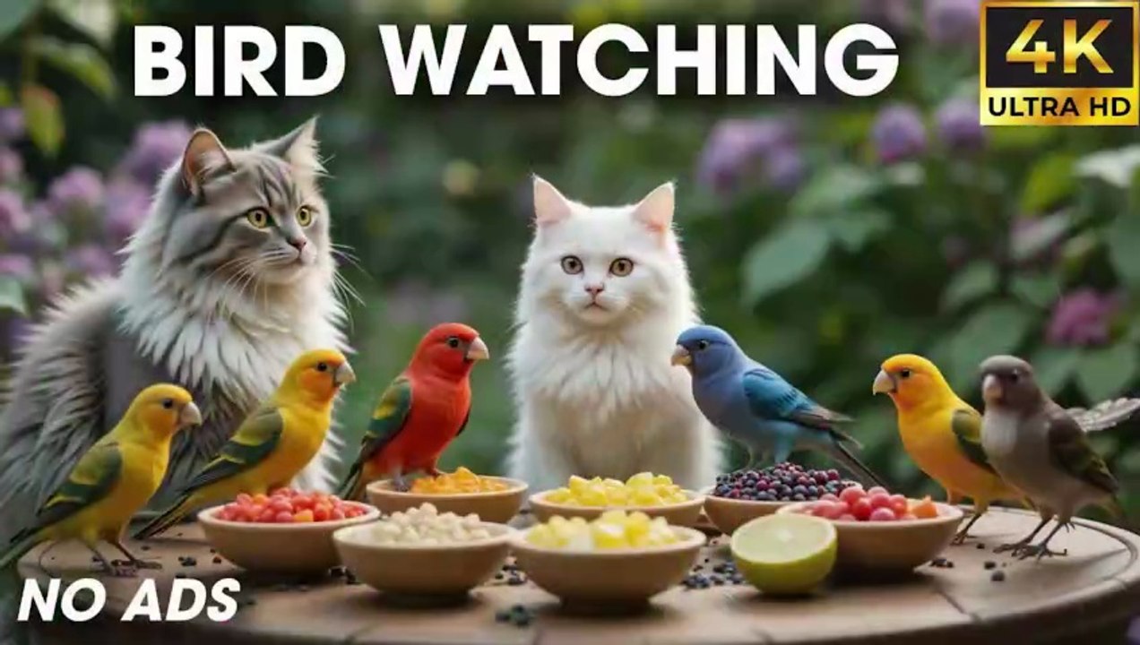 Video For Cats To Watch Bird - Cats And Squirrels Fight For Food In The Forest