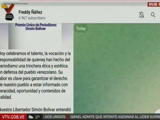 Vpdte. Sec. Freddy Ñáñez: Felicitamos a quienes asumen el periodismo como forma de vida