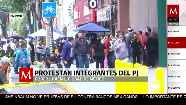 Integrantes del Poder Judicial realizan una manifestación en la alcaldía Cuauhtémoc, CdMx