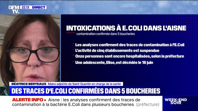 Intoxication E.coli: 14 enfants ont pu quitter l'hôpital , détaille Béatrice Bertaux, maire adjointe de Saint-Quentin (Aisne) en charge de la santé