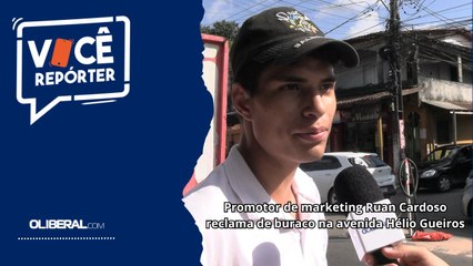 Promotor de marketing Ruan Cardoso reclama de buraco na avenida Hélio Gueiros