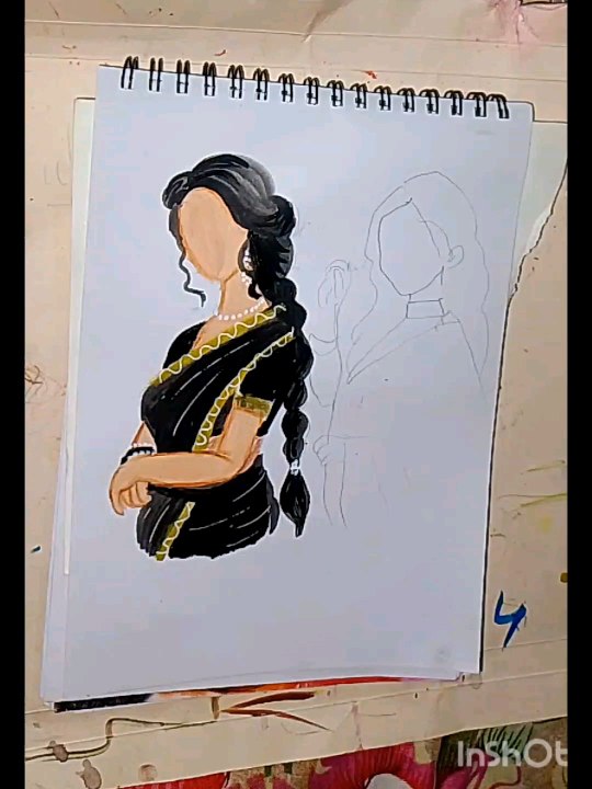 Saree Elegance, drawing, girl drawing easy drawing,art, artist, artwork, painting, craft diy
