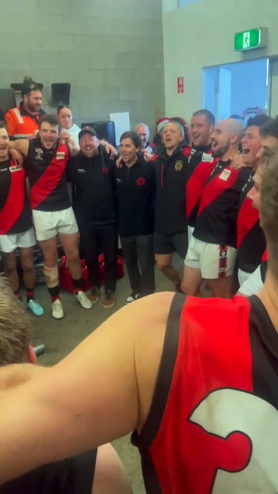 Buninyong sings team song after late CHFL victory over Creswick