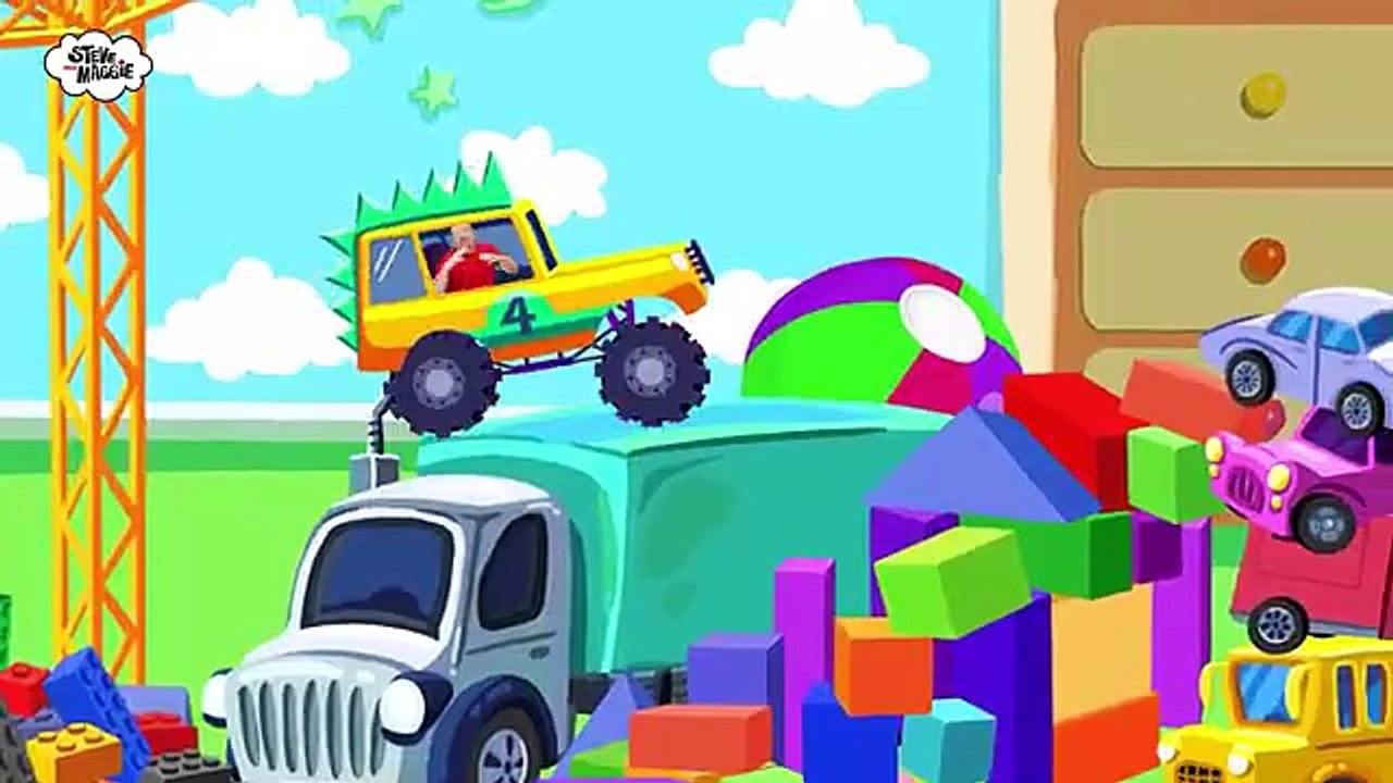 Best Monster Truck Story   More Toys from Steve and Maggie _ Dinosaurs for Kids _ Finger Family Song(360P)